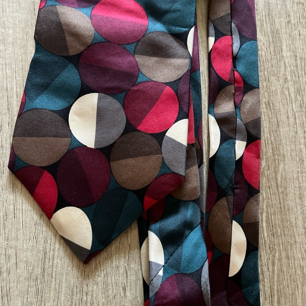 Pierre Cardin 100% silk multicolored geometric tie